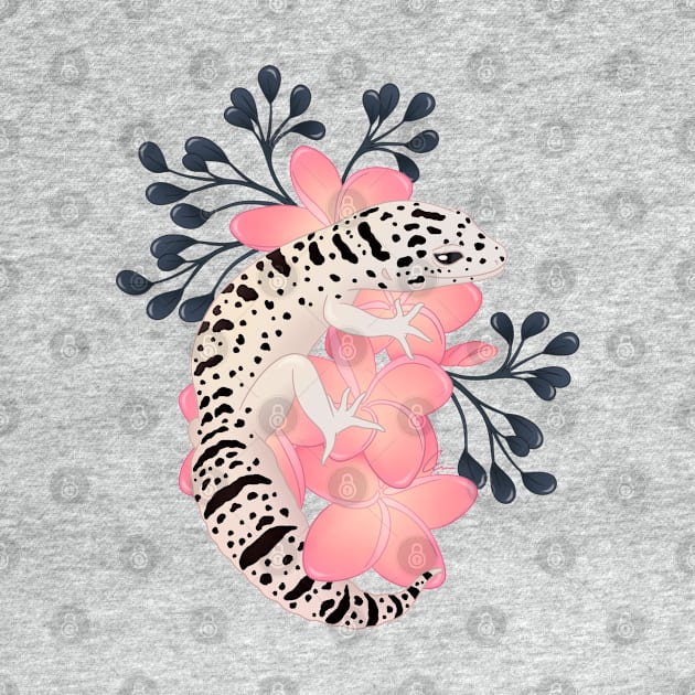 Leopard Gecko, Mack Super Snow, and Frangipani Flowers by anacecilia